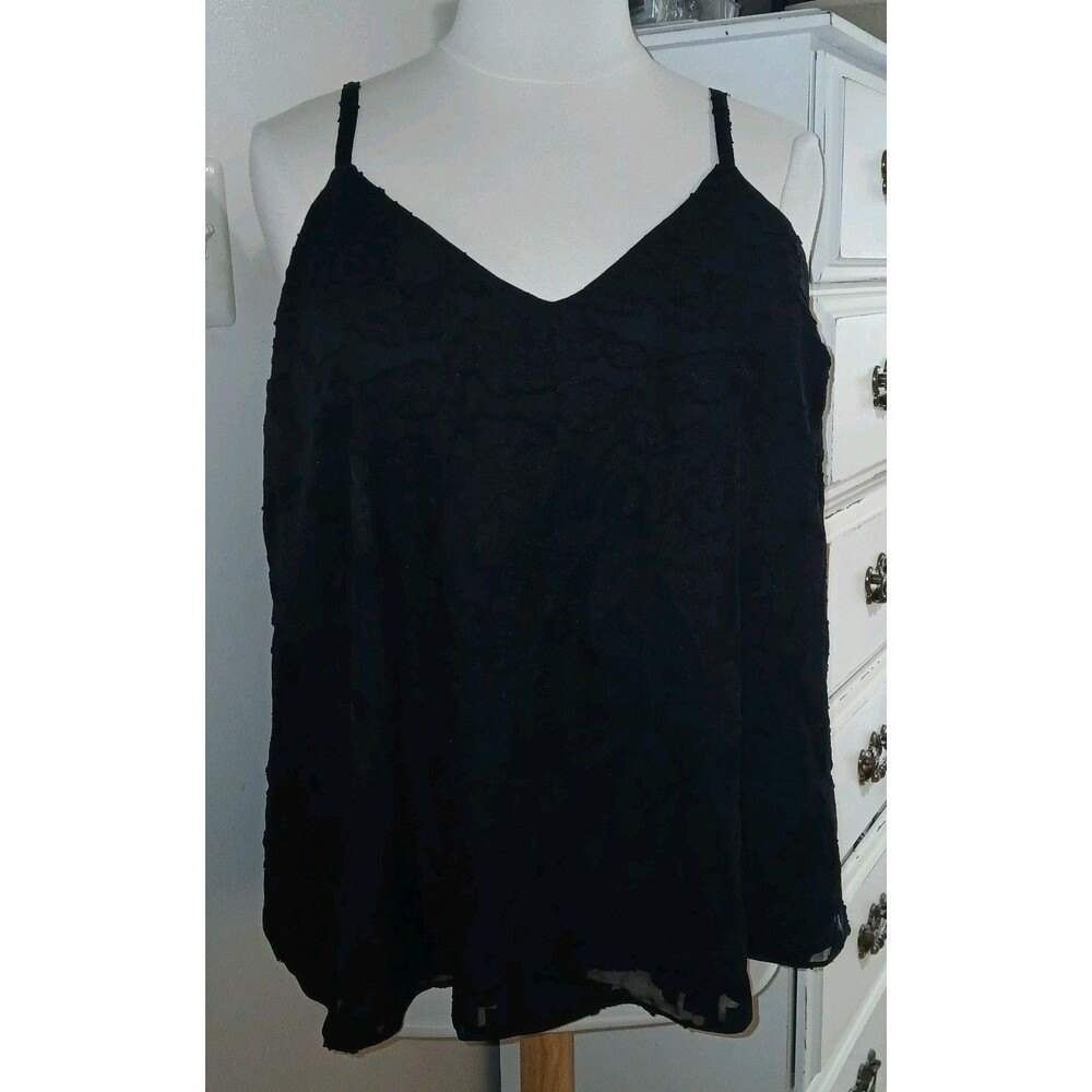 NWT TORRID Women 18/20 Floral Cami Career Casual Lined Sleeveless Black Tank Top